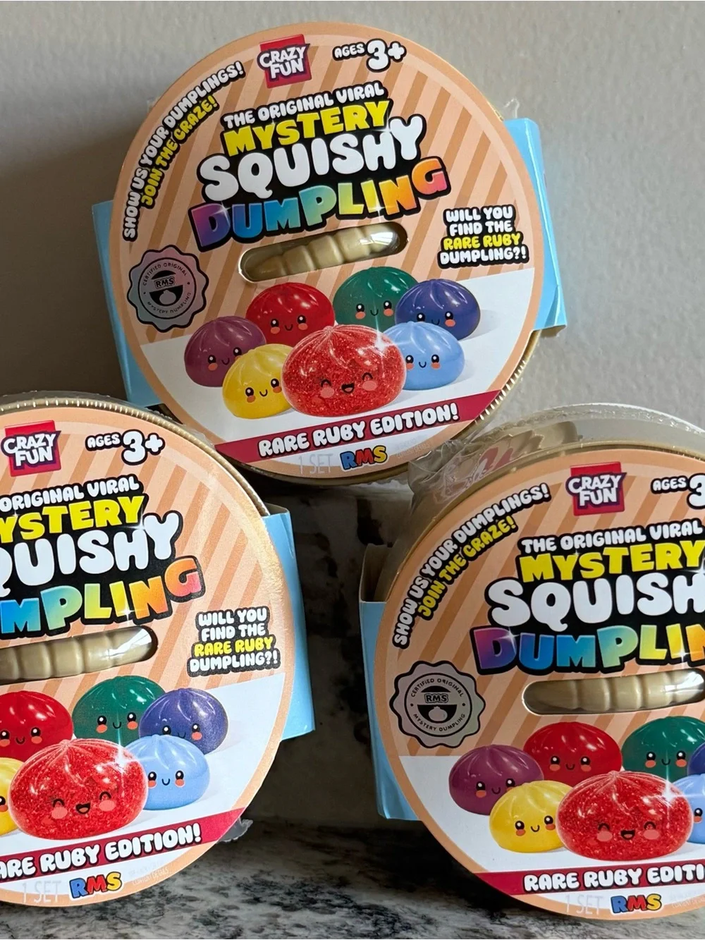 RMS CRAZY FUN Mystery Squishy Dumpling - Rare Ruby Edition (Red)